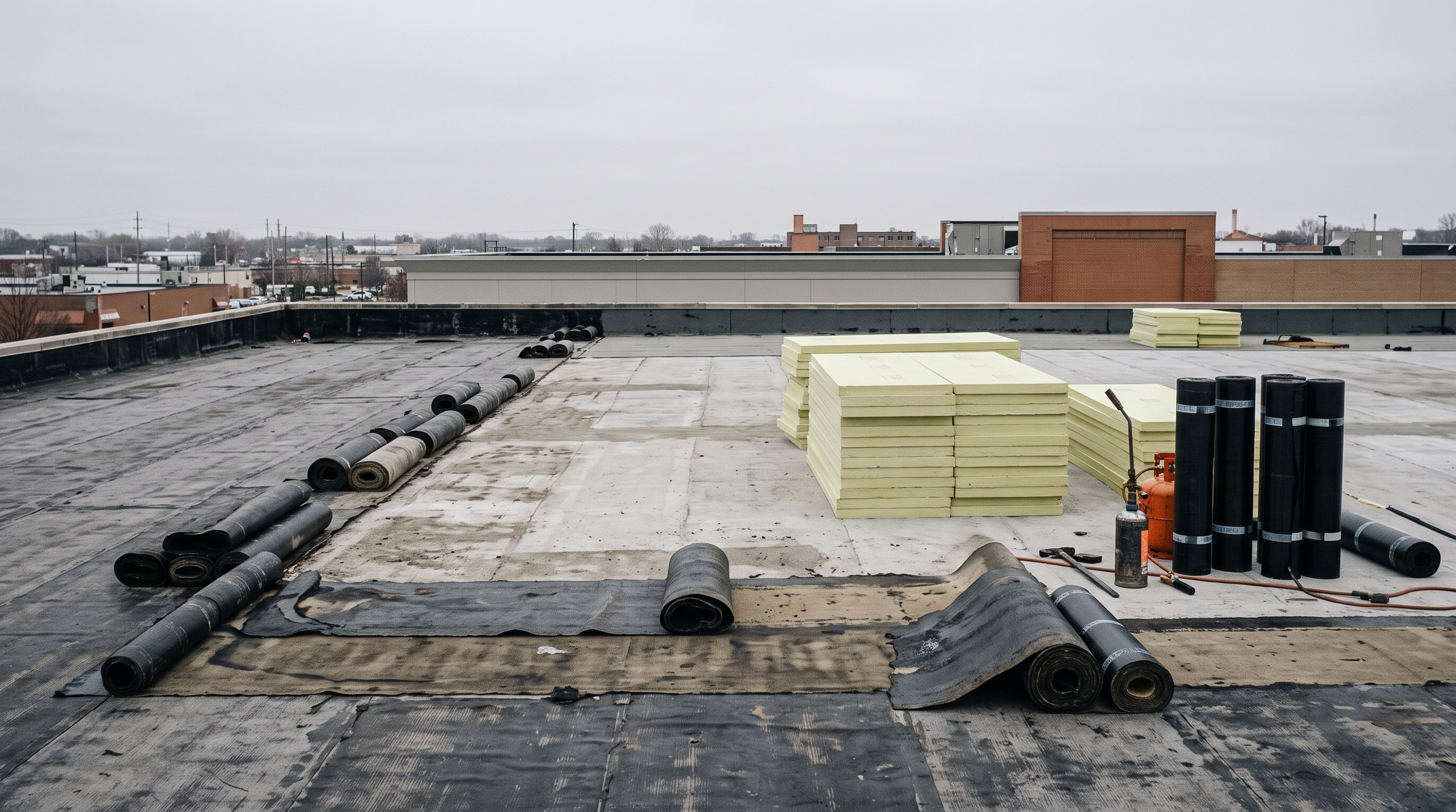 Toiture-terrasse en cours de réfection